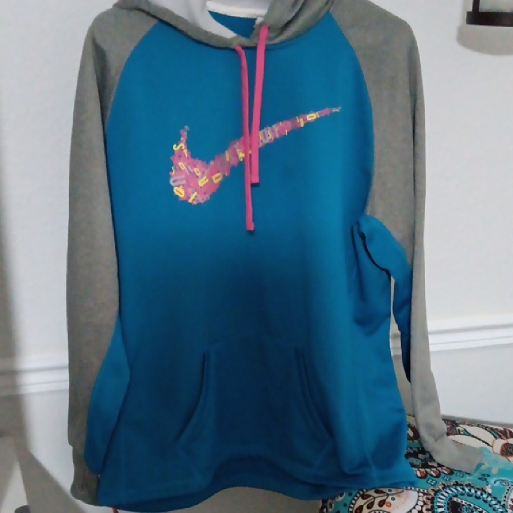 Nike Teal and Gray Hoodie
